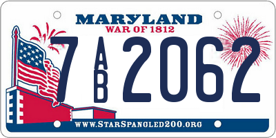MD license plate 7AB2062