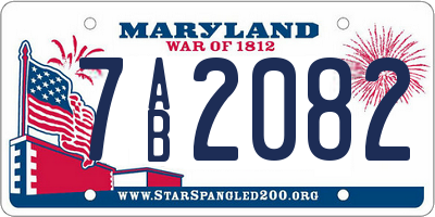 MD license plate 7AB2082