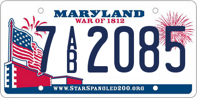 MD license plate 7AB2085