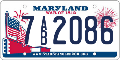 MD license plate 7AB2086
