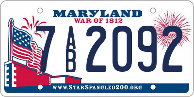 MD license plate 7AB2092