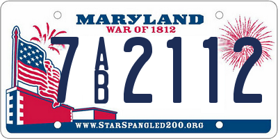 MD license plate 7AB2112