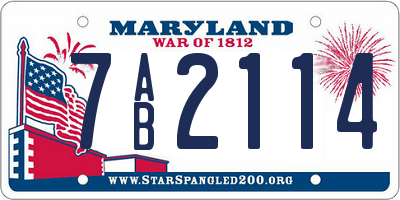 MD license plate 7AB2114