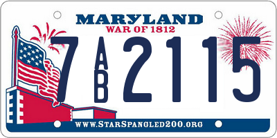 MD license plate 7AB2115