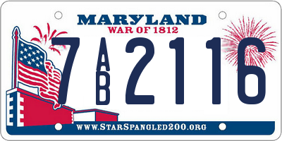 MD license plate 7AB2116
