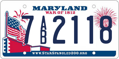 MD license plate 7AB2118