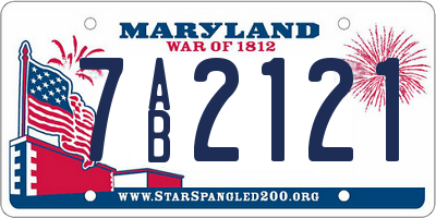 MD license plate 7AB2121