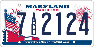 MD license plate 7AB2124