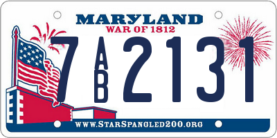 MD license plate 7AB2131