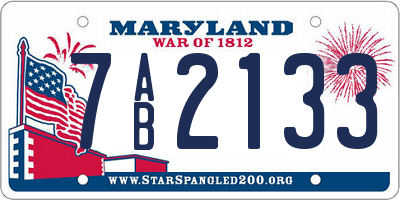MD license plate 7AB2133