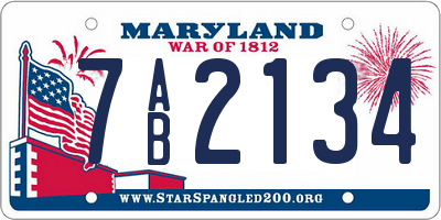 MD license plate 7AB2134