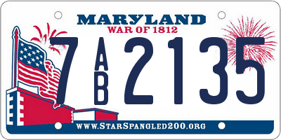 MD license plate 7AB2135