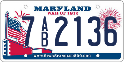 MD license plate 7AB2136