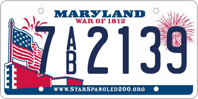 MD license plate 7AB2139