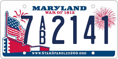MD license plate 7AB2141