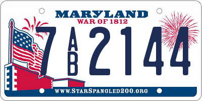MD license plate 7AB2144