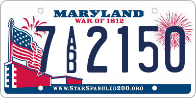 MD license plate 7AB2150