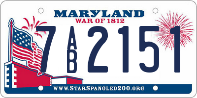 MD license plate 7AB2151