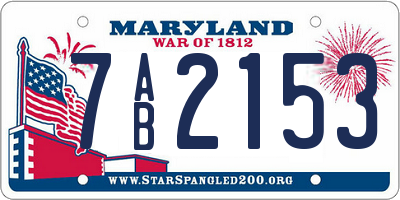MD license plate 7AB2153