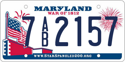 MD license plate 7AB2157