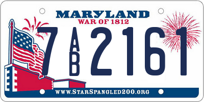 MD license plate 7AB2161