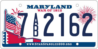 MD license plate 7AB2162