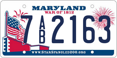 MD license plate 7AB2163