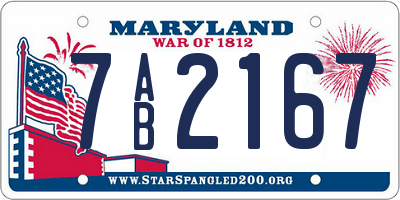 MD license plate 7AB2167