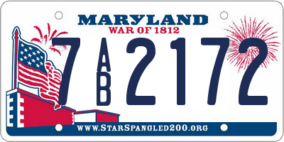 MD license plate 7AB2172