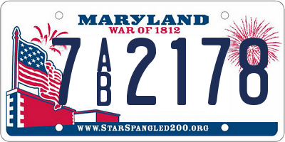 MD license plate 7AB2178