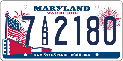 MD license plate 7AB2180
