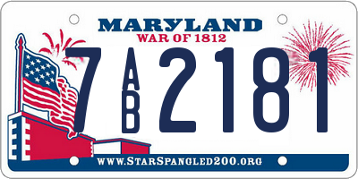 MD license plate 7AB2181