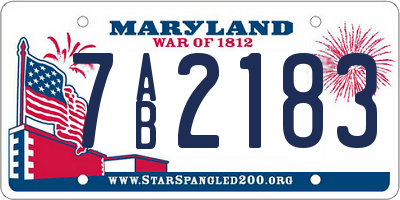 MD license plate 7AB2183