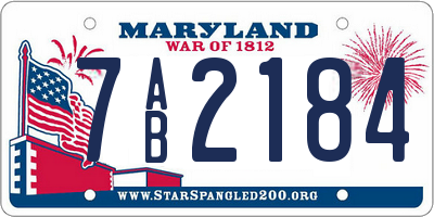 MD license plate 7AB2184