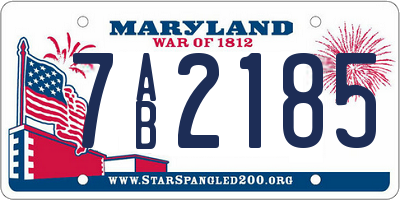 MD license plate 7AB2185