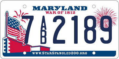 MD license plate 7AB2189