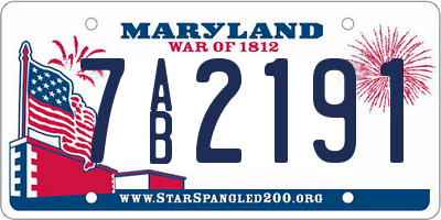 MD license plate 7AB2191