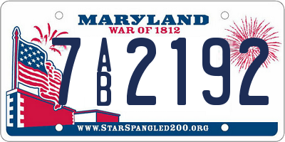 MD license plate 7AB2192