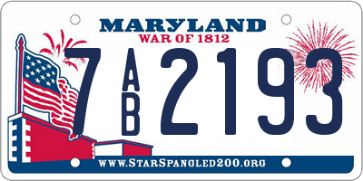 MD license plate 7AB2193