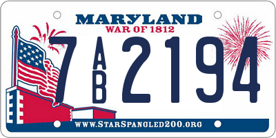 MD license plate 7AB2194