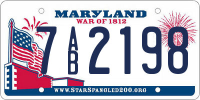 MD license plate 7AB2198