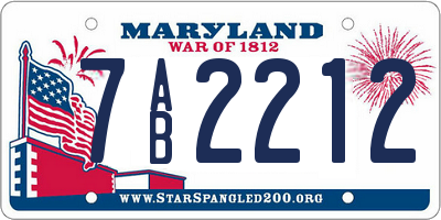 MD license plate 7AB2212