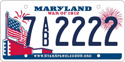 MD license plate 7AB2222