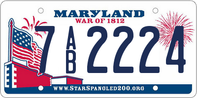 MD license plate 7AB2224