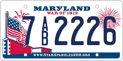 MD license plate 7AB2226