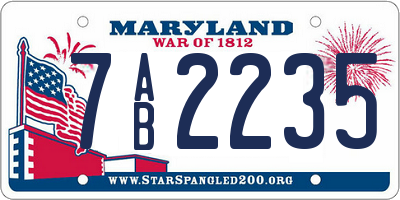 MD license plate 7AB2235