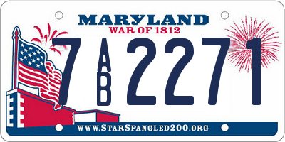 MD license plate 7AB2271