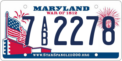 MD license plate 7AB2278