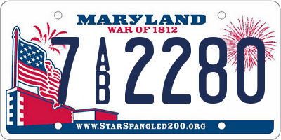 MD license plate 7AB2280