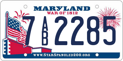MD license plate 7AB2285
